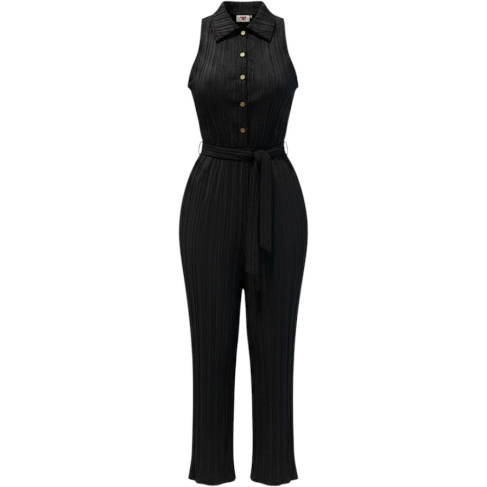 Heart & Heels Jumpsuit Metallic Black Pleated Sleeveless Disco Glam Womens Large
